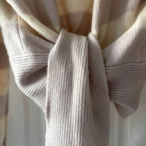 Brochu Walker Tie Front Ayla Striped Cardigan Sweater Cream Mauve Size S - Picture 7 of 15